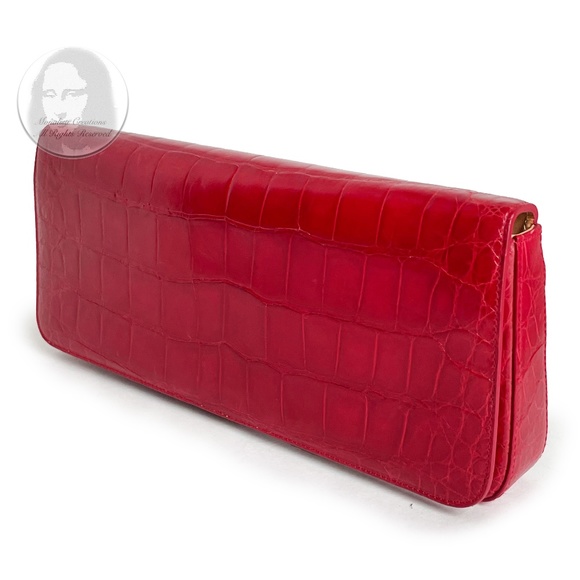 Coach Alligator Clutch Bag #8389 Italy Limited Edition Red Genuine Alligator HTF - Picture 6 of 13